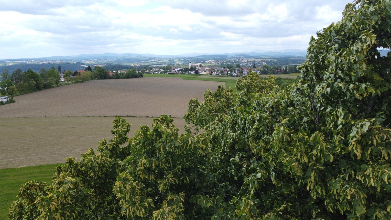 Blick über Kellberg und den Bayerischen Wald