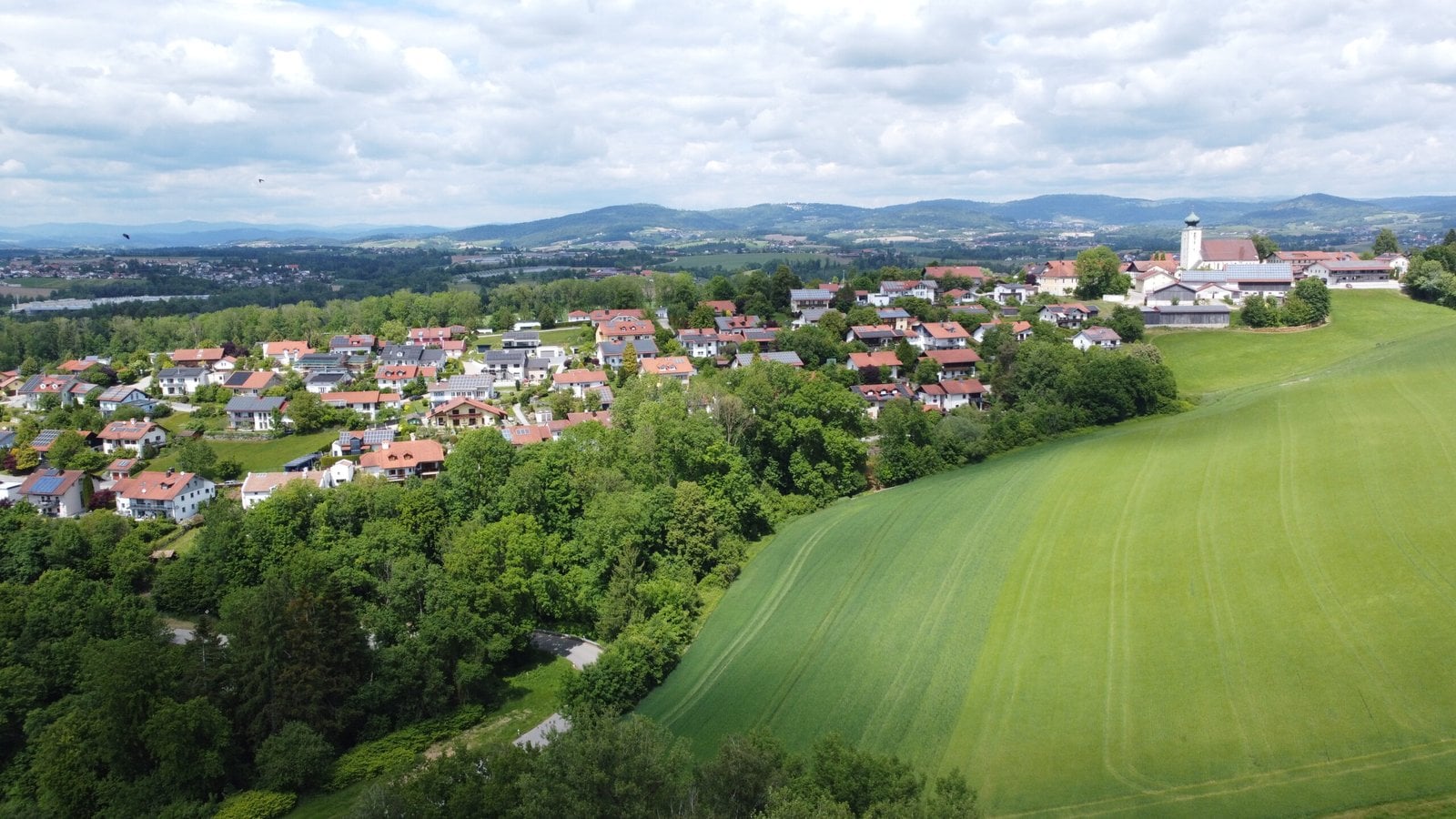 Luftaufnahme von Kellberg über dem Donautal